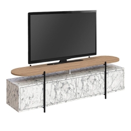 Έπιπλο Tηλεόρασης Hanley 214163 160x35,6x48cm White Marble Effect Μελαμίνη
