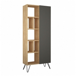 Βιβλιοθήκη Jedda 214176 Με Ντουλάπι 80,6x29,6x191cm Oak - Anthracite Μελαμίνη