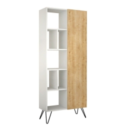 Βιβλιοθήκη Jedda 214177 Με Ντουλάπι 80,6x29,6x191cm White - Oak Μελαμίνη