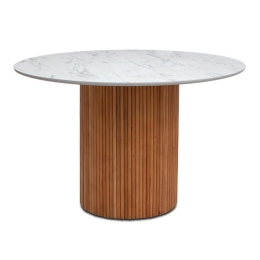 Τραπέζι Borno 0234840 Ø120x78cm Natural - White Marble Effect