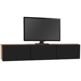 Έπιπλο Τηλεόρασης Επιτοίχιο Με Φως Led Damla 0250107 180x29,5x29,5cm Oak-Black