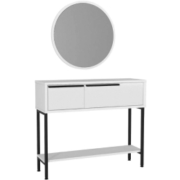 Κονσόλα Με Καθρέπτη Suzy 0252877 90x29,6x76cm White-Black Μοριοσανίδα, Μέταλλο
