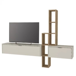 Σύνθεση Τηλεόρασης Επιτοίχια Edgar 0265926 198,4x29,6x148,5cm Sepet Oak-Sandstone