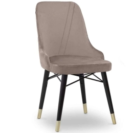 Καρέκλα Τραπεζαρίας Floria 0248573 54x48x91cm Beige-Black Βελούδο, Ξύλο