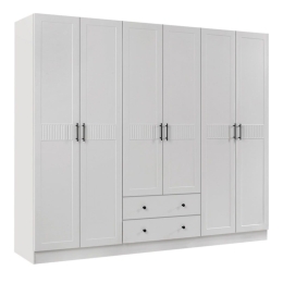 Ντουλάπα Ρούχων Jenna 0235941 Εξάφυλλη 210x50x182cm White Εξάφυλλη