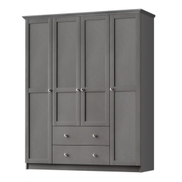 Ντουλάπα Ρούχων Emily 0235945 Τετράφυλλη 140x50x210cm Anthracite Τετράφυλλη