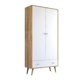 Ντουλάπα Ρούχων Samet 0235951 Δίφυλλη 80x50x195cm White - Sapphire Oak Δίφυλλη