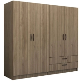 Ντουλάπα Τετράφυλλη Victoria 0260817 200x60x181cm Walnut Τετράφυλλη
