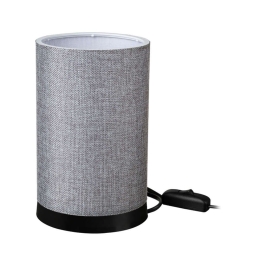 Φωτιστικό Επιτραπέζιο 14-0312 Tl-07/H-04 1/E27 Φ14x23,5cm Κυλινδρικό Αμπαζούρ Grey-Black Heronia Μέταλλο,Ύφασμα