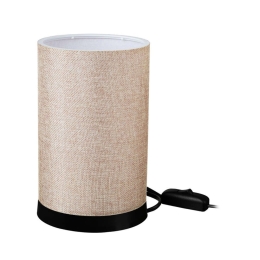 Φωτιστικό Επιτραπέζιο 14-0314 Tl-07/H-06 1/E27 Φ14x23,5cm Κυλινδρικό Αμπαζούρ Sand-Black Heronia Μέταλλο,Ύφασμα