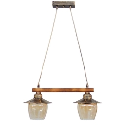 Φωτιστικό Οροφής - Ράγα R-98 Cable 30-0068 2/Ε27 Φ18,5x52x80cm Natural Wood Honey Heronia