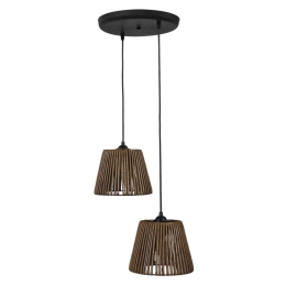 Φωτιστικό Οροφής Cuba 31-1254 2xΦ35 Brown-Black Heronia Πλαστικό,Bamboo