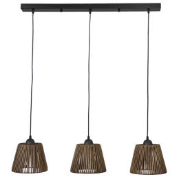 Φωτιστικό Οροφής-Ράγα Τρίφωτο 31-1257 Φ20cm Brown-Black Heronia Μέταλλο,Bamboo