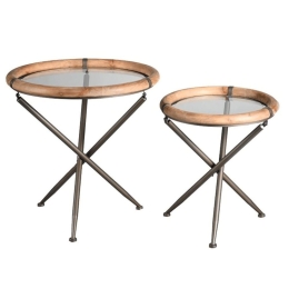 Τραπεζάκια Ζιγκόν (Σετ 2Τμχ) JAM109 65/50x66/56cm Clear-Brown Espiel
