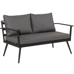 Καναπές Διθέσιος Αλουμινίου Bondi 186489-2 145x75x79cm Grey-Black Διθέσιος