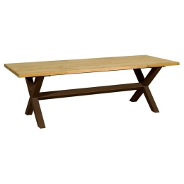 Τραπέζι Μεταλλικό Με Ξύλο Οξιάς 186773 85-95x230x72cm Natural-Brown