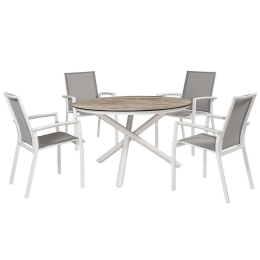 Τραπεζαρία Louis (Σετ 5Τμχ) 223880 120x75/56.5x62x89cm Grey-White 4 Θέσεων