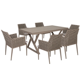 Τραπεζαρία Sifinos (Σετ 7Τμχ) 223883 160x90x75/57x61x79cm Taupe 6 Θέσεων