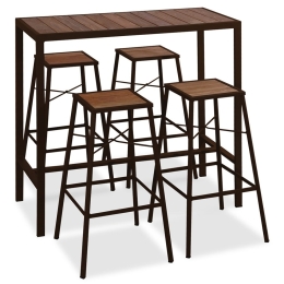 Τραπεζαρία Μπαρ (Σετ 5Τμχ) 223952 116x50x106cm Natural-Brown 4 Θέσεων