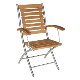 Καρέκλα Πτυσσόμενη Χωρίς Θέσεις SIE-A TEAK INOX 58x57x96cm Natural-Inox