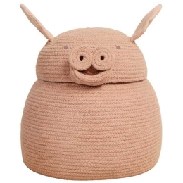 Καλάθι Αποθήκευσης Peggy Το Γουρουνάκι LOR-BSK-PEGGY Φ32x30cm Pink Lorena Canals Βαμβάκι-Πολυέστερ