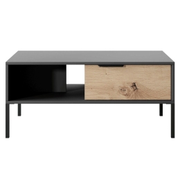 Τραπεζάκι Σαλονιού Με Συρτάρια Rave L_RV_40_c 97x45x60cm Anthracite-Natural