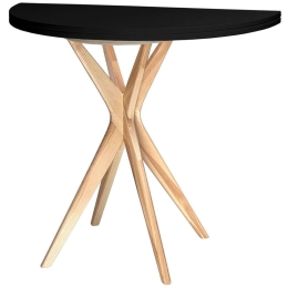 Τραπέζι Επεκτεινόμενο Jubi JUBITEXHRBLACK Φ90x75cm Natural-Black Mdf,Ξύλο