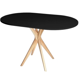 Τραπέζι Jubi JUBITOVBLACK 100x75x73cm Natural-Black Mdf,Ξύλο