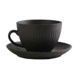 Φλιτζάνι Cappuccino Με Πιατάκι Gobi OW2044K6 290ml Black Espiel Πορσελάνη