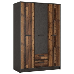 Ντουλάπα Τρίφυλλη Nebraska 161325839 128x60x196cm Anthracite-Dark Brown Τρίφυλλη