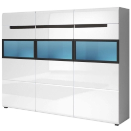 Μπουφές Columbia 16185819 180x37x130cm White-Black Μοριοσανίδα,Γυαλί