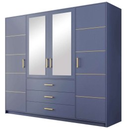 Ντουλάπα Τετράφυλλη Bali 4D 162082819 196x58x200cm Blue-Gold Τετράφυλλη