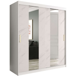 Ντουλάπα Δίφυλλη Συρόμενη Marmur 162352989 180x62x200cm Marble Effect White-Gold Δίφυλλη