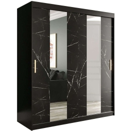 Ντουλάπα Δίφυλλη Συρόμενη Marmur 162352999 180x62x200cm Marble Effect Black-Gold Δίφυλλη