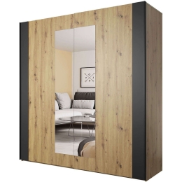 Ντουλάπα Δίφυλλη Συρόμενη Sigon 162422029 200x64x213cm Natural-Black Δίφυλλη