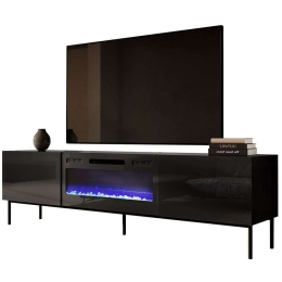 Έπιπλο Τηλεόρασης Με Φλόγα Led Slide Plus 162505559 200x40x57cm Black