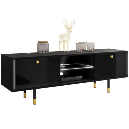 Έπιπλο Τηλεόρασης Με Φως Led Cristal 162566909 160x40x53cm Black-Gold