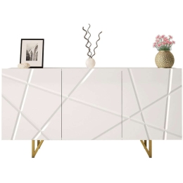 Μπουφές Radom 162573899 160x37x76cm White-Gold Μοριοσανίδα, Μέταλλο
