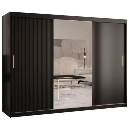 Ντουλάπα Δίφυλλη Συρόμενη Riflo Slim 162575749 250x62x200cm Black-Gold Δίφυλλη