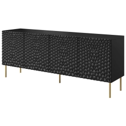 Μπουφές Holes 162581309 190x41x75cm Black-Gold Μοριοσανίδα, Μέταλλο