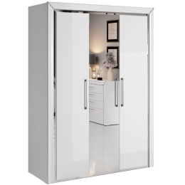Ντουλάπα Τρίφυλλη Arano 162603989 155x61x214cm White-Silver Τρίφυλλη