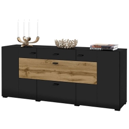 Μπουφές Bryant 162608739 165x39x71cm Black-Oak Μοριοσανίδα