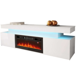 Έπιπλο Τηλεόρασης Με Φλόγα & Φως Led Glossa 162715609 190x41x59cm White