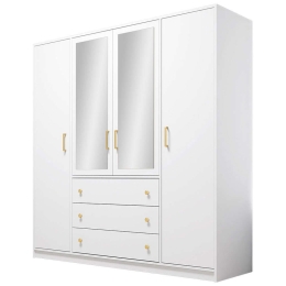 Ντουλάπα Τετράφυλλη Retro D4 Lux 162717159 196x58x200cm White-Gold Τετράφυλλη