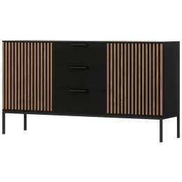 Μπουφές Oriol 162724679 150x40x80cm Black-Oak Mdf,Μέταλλο