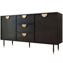 Μπουφές Tevis 162734539 150x40x78cm Black-Gold Μοριοσανίδα, Μέταλλο