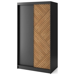 Ντουλάπα Δίφυλλη Συρόμενη Phylo II 162738539 120x60x220cm Oak-Black Δίφυλλη