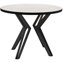 Τραπέζι Επεκτεινόμενο Randi 162749139 100/176x100x76cm Marble Effect White-Black Μοριοσανίδα, Μέταλλο