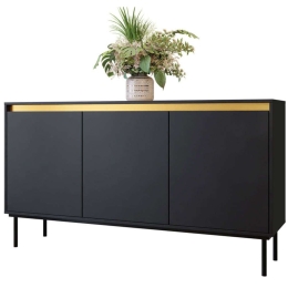Μπουφές Carmesi 162783959 160x40x86cm Black-Gold Mdf,Μέταλλο