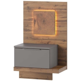 Κομοδίνο Επιτοίχιο Με Φως Ludost Δεξί 16633389 60x35x100cm Natural-Grey